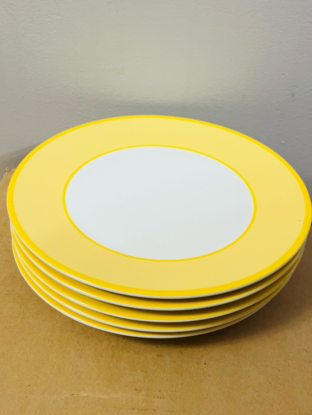 Pagnossin Ironstone Yellow Rim Treviso Salad/Lunch Plate set of 4